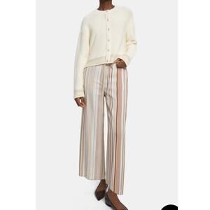 Theory Stella Wide Leg Twill Striped Crop Trouser Pants